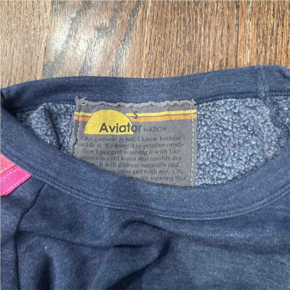 Aviator Nation Navy Sweatshirt with Pink Accents - Picture 2 of 2